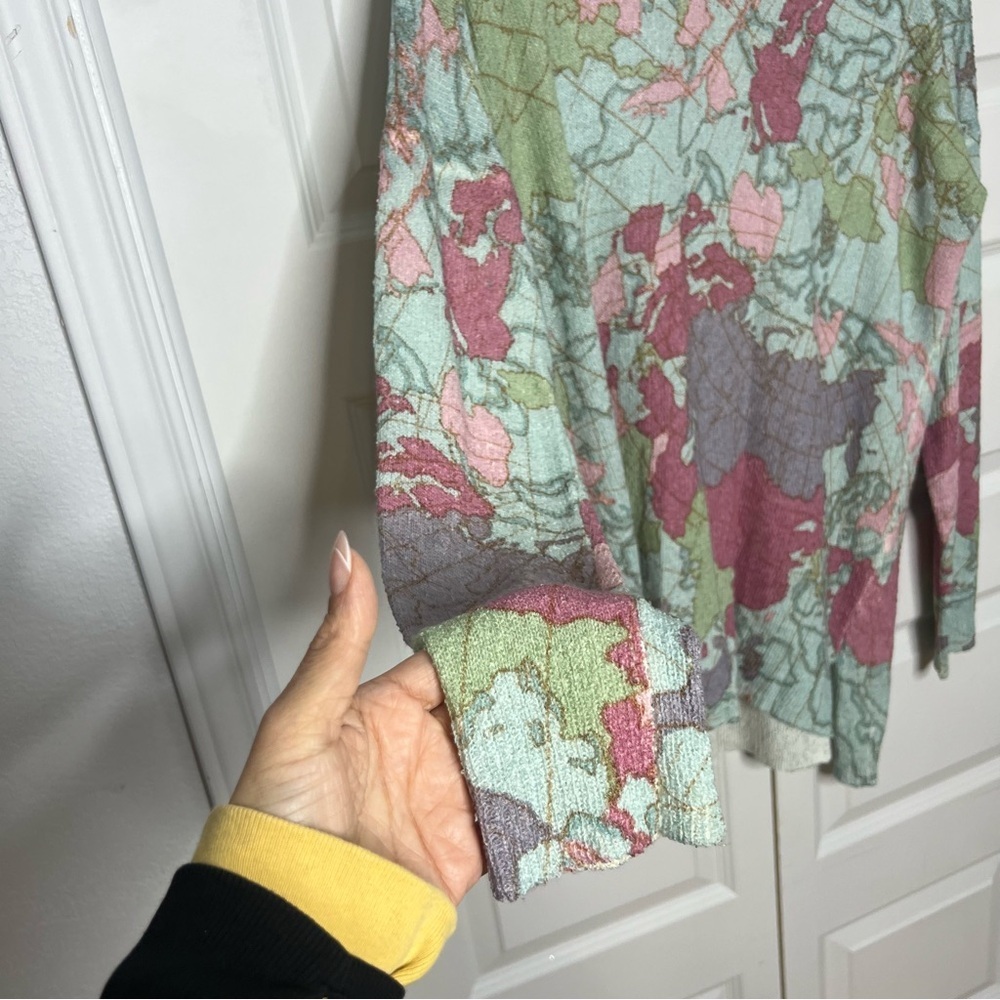 Show Me Your Mumu World Tour Knit Sweater Small Oversized Map Print - Picture 4 of 8